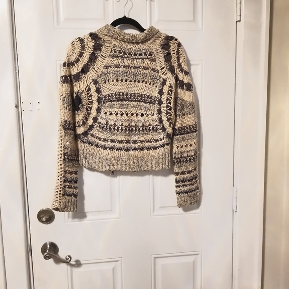 * RARE FIND* Free People Crochet Moto Jacket in Midnight Combo (white). … - Picture 5 of 10